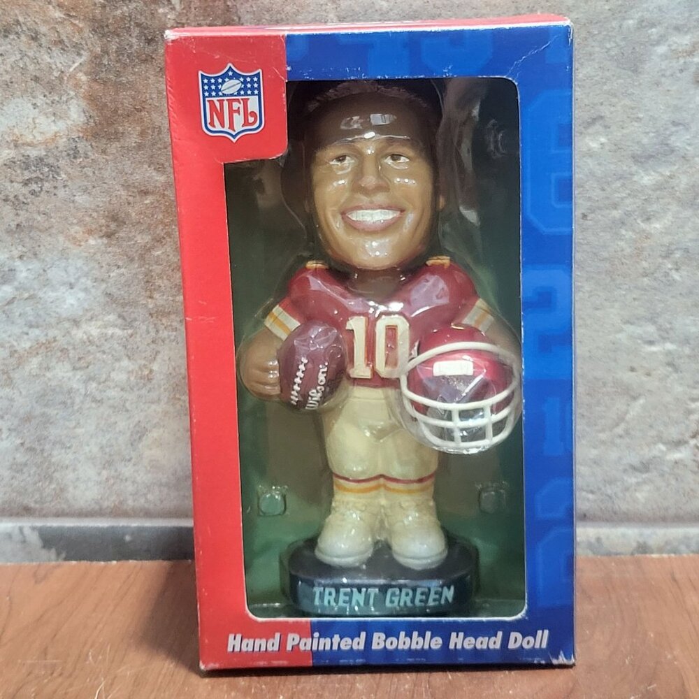 NFL Quarterback Trent Green Hand Painted Football Bobblehead Doll 2001